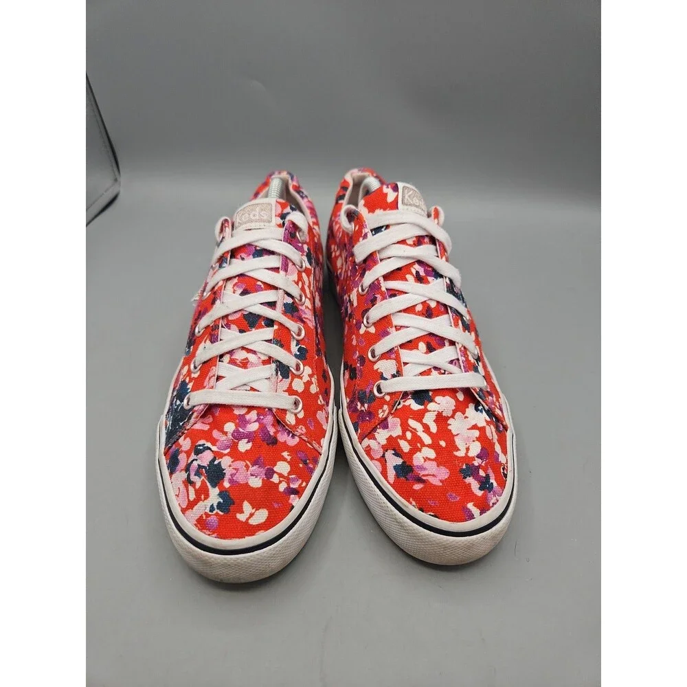 Keds  Women's Dream Foam Floral Sneakers - Size 11 - Red Canvas Lace-Up Shoes